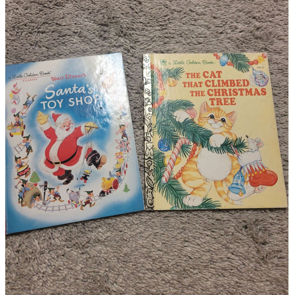 Vintage Little Golden Books Christmas Lot Santa’s Toy Shop Cat That Climbed